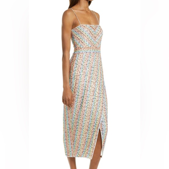 SAYLOR Indiana Rainbow Sequin Cocktail Midi Dress - Picture 3 of 6
